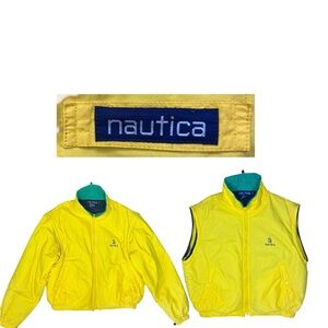 VTG Y2K 90s Nautica Yellow Jacket/ Vest Jacket 100% Cotton 100% polyester Size M